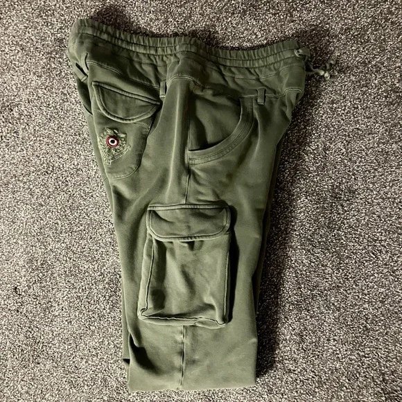 Aeronautica Militare Italy Small/Medium Men's Jogger Sweatpants Olive Green Logo